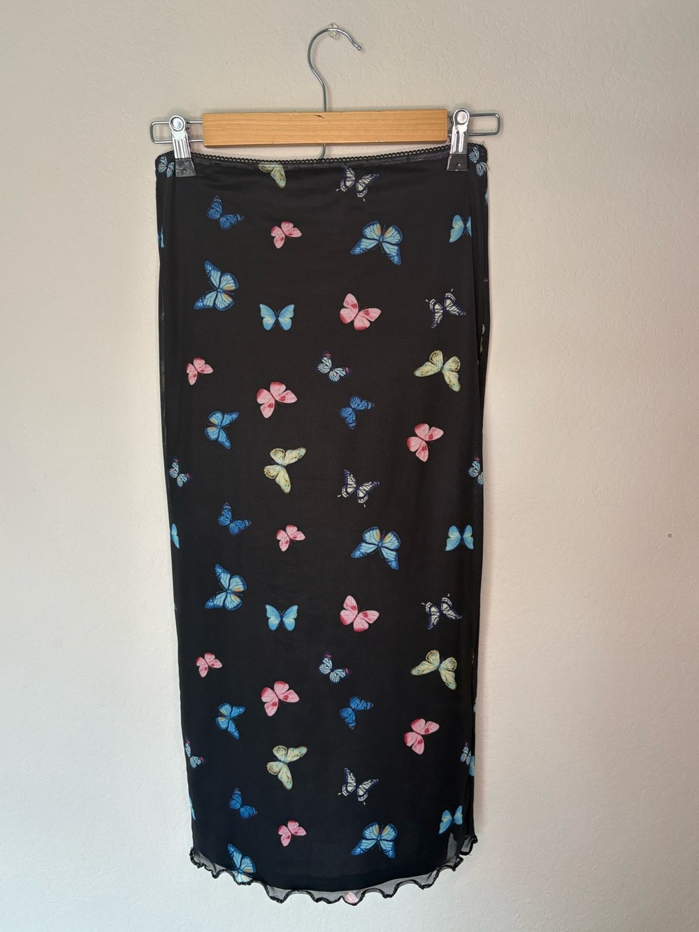 Elodie Butterfly Mesh Print Midi Skirt